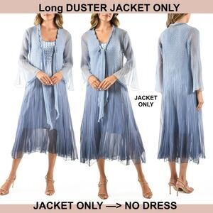 NEW‎ Komarov [ Large ] Long Chiffon DUSTER JACKET ONLY in Blue Ombre #U1445